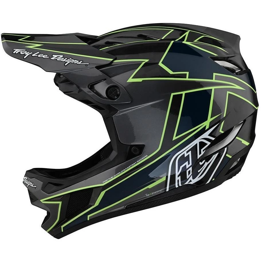Casco Bici In Carbonio MTB Troy Lee Designs D4 GRAPH Grigio Verde 3 Casco Bici In Carbonio MTB Troy Lee Designs D4 GRAPH Grigio Verde