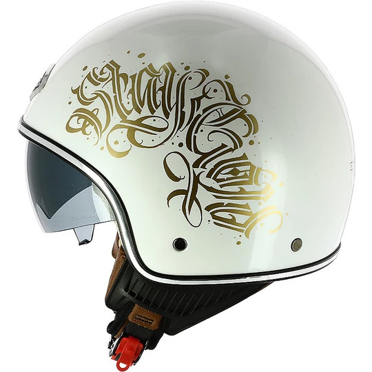 Casco Demi Jet Moto Custom Astone MINIJET 66 Bianco Letters Lucido 4 Casco Demi Jet Moto Custom Astone MINIJET 66 Bianco Letters Lucido - immagine 2