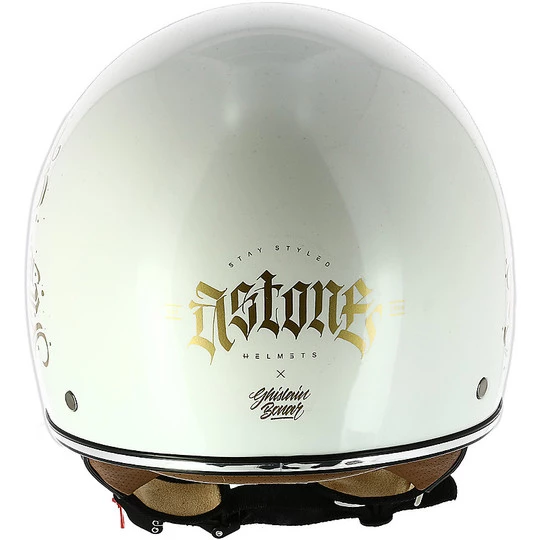 Casco Demi Jet Moto Custom Astone MINIJET 66 Bianco Letters Lucido 6 Casco Demi Jet Moto Custom Astone MINIJET 66 Bianco Letters Lucido - immagine 4