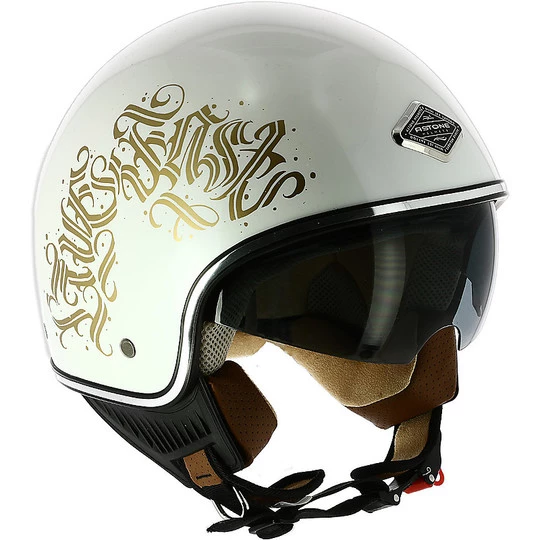 Casco Demi Jet Moto Custom Astone MINIJET 66 Bianco Letters Lucido 9 Casco Demi Jet Moto Custom Astone MINIJET 66 Bianco Letters Lucido - immagine 7