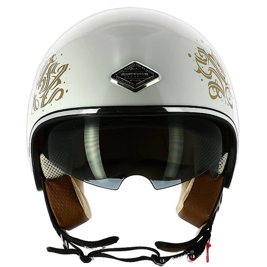 Casco Demi Jet Moto Custom Astone MINIJET 66 Bianco Letters Lucido 10 Casco Demi Jet Moto Custom Astone MINIJET 66 Bianco Letters Lucido - immagine 8