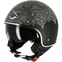 Casco Demi Jet Moto Custom Astone MINIJET 66 Mandala Nero Opaco