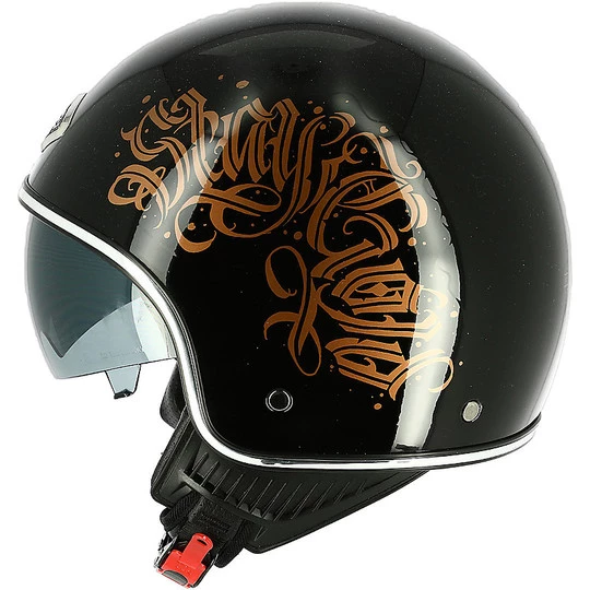 Casco Demi Jet Moto Custom Astone MINIJET 66 Nero Letters Lucido 4 Casco Demi Jet Moto Custom Astone MINIJET 66 Nero Letters Lucido - immagine 2