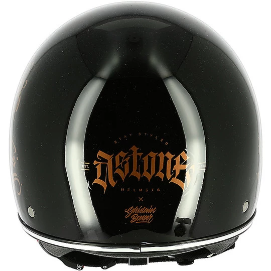 Casco Demi Jet Moto Custom Astone MINIJET 66 Nero Letters Lucido 6 Casco Demi Jet Moto Custom Astone MINIJET 66 Nero Letters Lucido - immagine 4