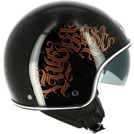 Casco Demi Jet Moto Custom Astone MINIJET 66 Nero Letters Lucido 8 Casco Demi Jet Moto Custom Astone MINIJET 66 Nero Letters Lucido - immagine 6