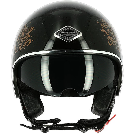 Casco Demi Jet Moto Custom Astone MINIJET 66 Nero Letters Lucido 10 Casco Demi Jet Moto Custom Astone MINIJET 66 Nero Letters Lucido - immagine 8