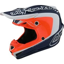 Casco Moto Bambino Cross Enduro Troy Lee Designs SE4 CORSA Navy Arancio