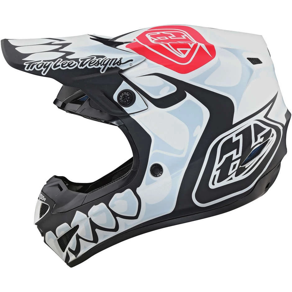 Troy Lee Designs Casco Moto Cross Enduro In Fibra Troy Lee Design SE4 Composite SKULLY Bianco Nero 4 Troy Lee Designs Casco Moto Cross Enduro In Fibra Troy Lee Design SE4 Composite SKULLY Bianco Nero - immagine 2