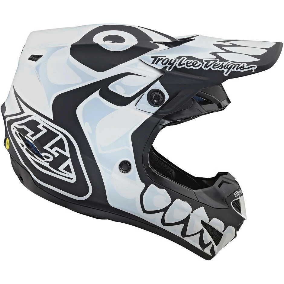 Troy Lee Designs Casco Moto Cross Enduro In Fibra Troy Lee Design SE4 Composite SKULLY Bianco Nero 8 Troy Lee Designs Casco Moto Cross Enduro In Fibra Troy Lee Design SE4 Composite SKULLY Bianco Nero - immagine 6