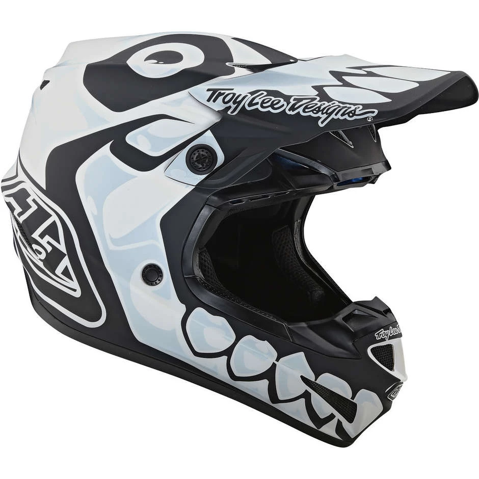 Troy Lee Designs Casco Moto Cross Enduro In Fibra Troy Lee Design SE4 Composite SKULLY Bianco Nero 9 Troy Lee Designs Casco Moto Cross Enduro In Fibra Troy Lee Design SE4 Composite SKULLY Bianco Nero - immagine 7