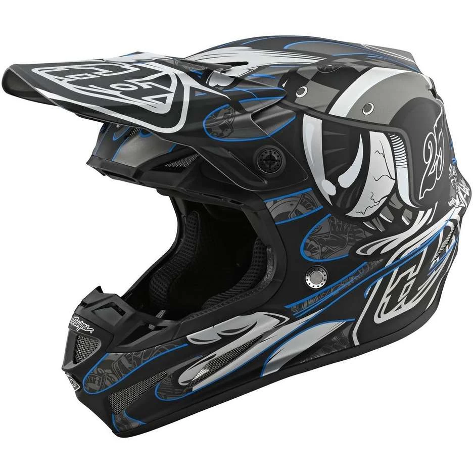 Casco Moto Cross Enduro In Fibra Troy Lee Designs SE4 Composite EYEBALL Nero Silver 3 Casco Moto Cross Enduro In Fibra Troy Lee Designs SE4 Composite EYEBALL Nero Silver