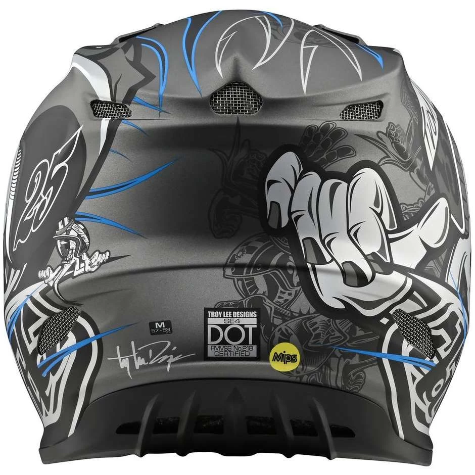 Casco Moto Cross Enduro In Fibra Troy Lee Designs SE4 Composite EYEBALL Nero Silver 4 Casco Moto Cross Enduro In Fibra Troy Lee Designs SE4 Composite EYEBALL Nero Silver - immagine 2