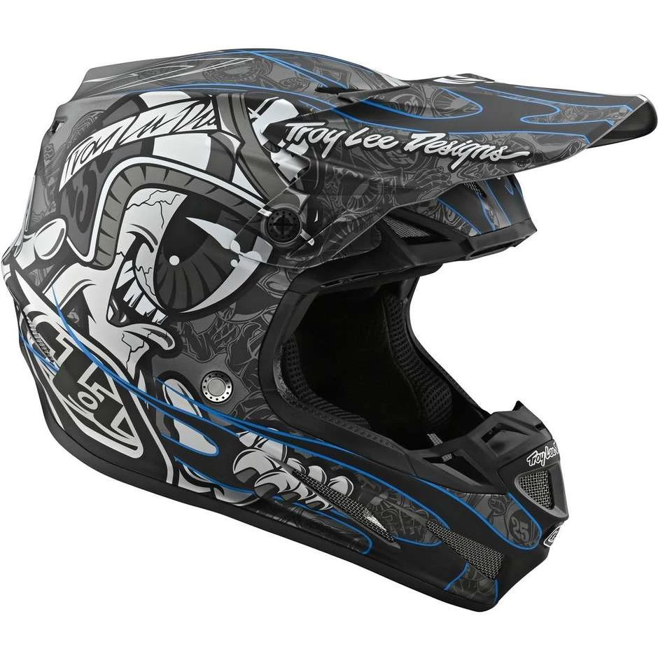 Casco Moto Cross Enduro In Fibra Troy Lee Designs SE4 Composite EYEBALL Nero Silver 6 Casco Moto Cross Enduro In Fibra Troy Lee Designs SE4 Composite EYEBALL Nero Silver - immagine 4