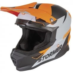 Casco Moto Cross Enduro Stormer Force Squad Arancio Grigio Nero