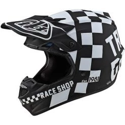 Casco Moto Cross Enduro Troy Lee Designs SE4 Polyacrylite CHECKER Nero Bianco