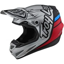 Troy Lee Designs Casco Moto In Fibra Cross Enduro Troy Lee Design SE4 Composite SILHOUETTE Silver Nero