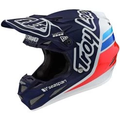Troy Lee Designs Casco Moto In Fibra Cross Enduro Troy Lee Design SE4 Composite SILHOUETTE TEAM Navy Bianco