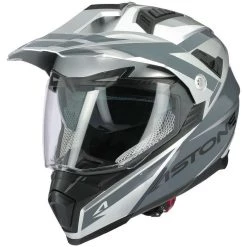 Casco Moto Integrale Cross-Enduro Astone CROSSMAX Ouragan Silver Lucido