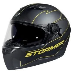 Casco Moto Integrale Doppia Visiera Stormer PUSHER Blaze Nero Giallo