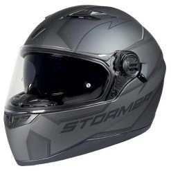 Casco Moto Integrale Doppia Visiera Stormer PUSHER Blaze Nero Grigio