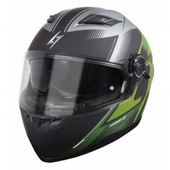 Casco Moto Integrale Doppia Visiera Stormer PUSHER Nero Opaco Verde