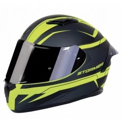 Casco Moto Integrale Stormer ZS601 Race Star Nero Giallo Fluo