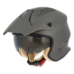Casco Moto Jet Astone Minicross Con Parasole Marrone Opaco