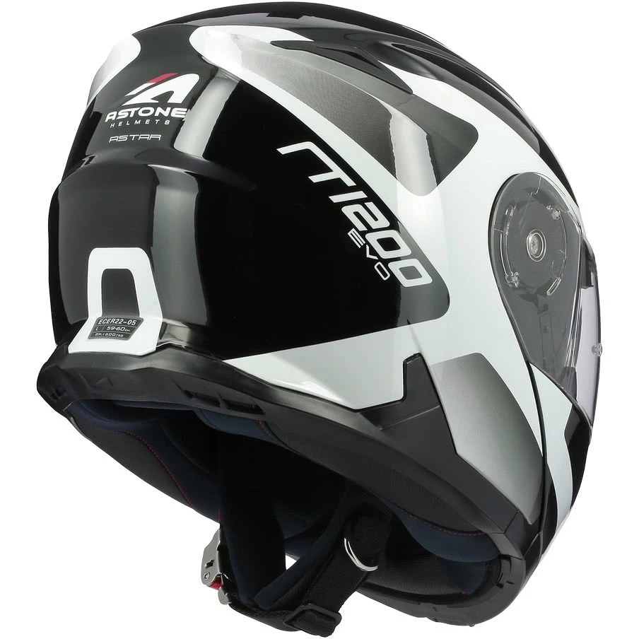 Casco Moto Modulare Astone RT 1200 Evo ASTAR Bianco Nero Lucido 8 Casco Moto Modulare Astone RT 1200 Evo ASTAR Bianco Nero Lucido - immagine 6