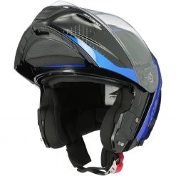 Casco Moto Modulare Doppia Omolgazione Astone RT1300 F ONE Nero Cromato Blu