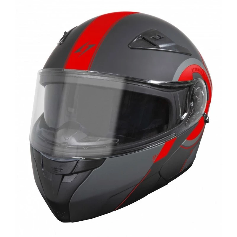 Casco Moto Modulare Stormer TURN Nero Opaco Rosso 3 Casco Moto Modulare Stormer TURN Nero Opaco Rosso