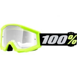 Maschera Occhiali Da Bambino Moto Cross Enduro 100% Strata Mini Giallo Lente Trasparente
