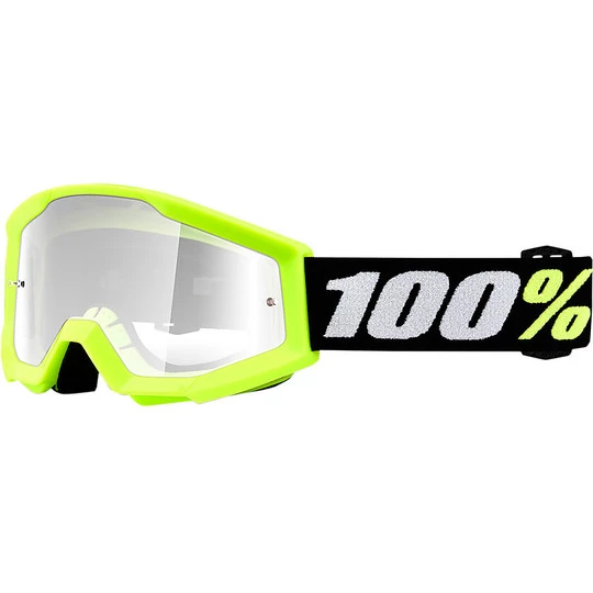 Maschera Occhiali Da Bambino Moto Cross Enduro 100% Strata Mini Giallo Lente Trasparente 3 Maschera Occhiali Da Bambino Moto Cross Enduro 100% Strata Mini Giallo Lente Trasparente