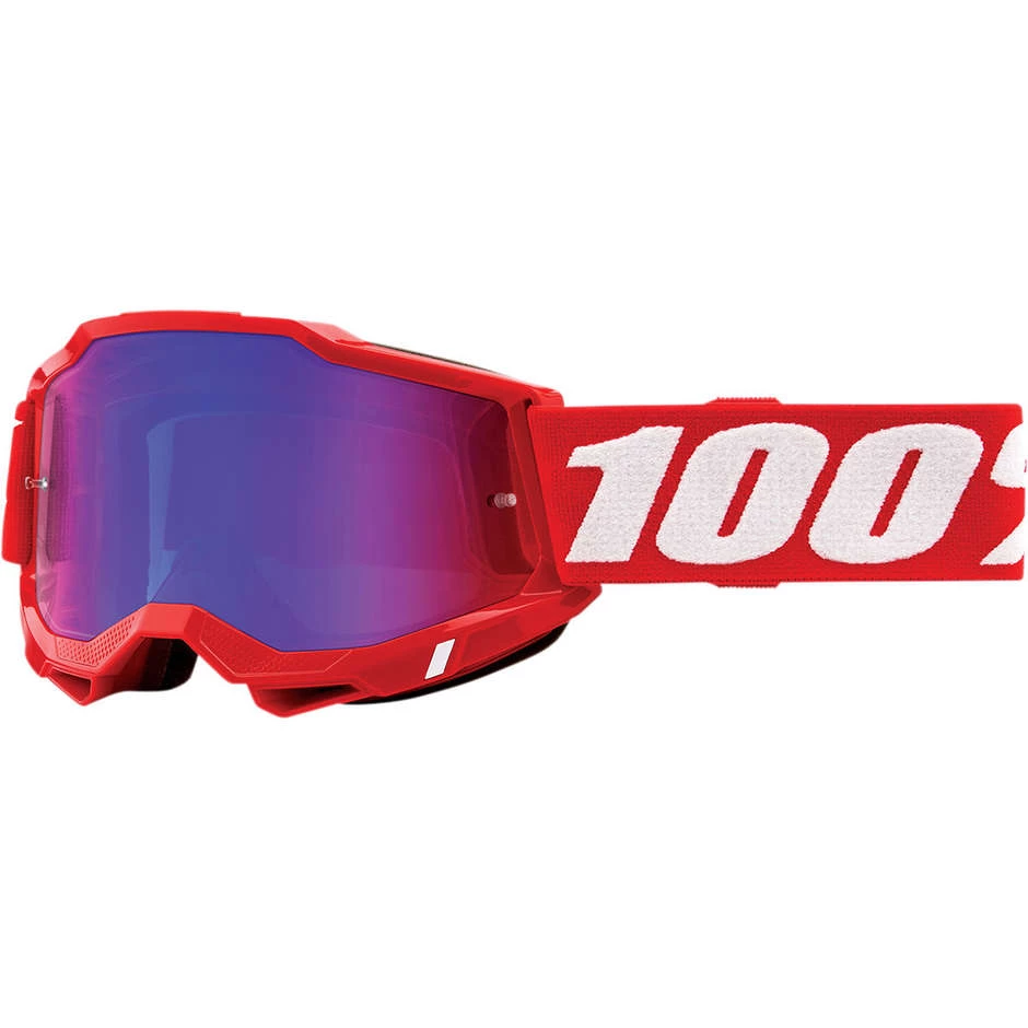 Occhiali Moto Cross Enduro 100% ACCURI 2 Neon Red Lente A Specchio Rosso Blu 3 Occhiali Moto Cross Enduro 100% ACCURI 2 Neon Red Lente A Specchio Rosso Blu
