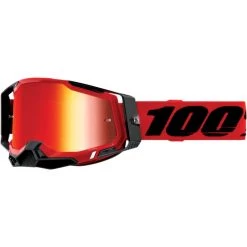 Occhiali Moto Cross Enduro 100% RACECRAFT 2 Red Lente A Specchio Rossa