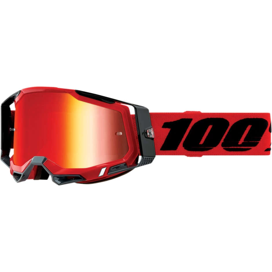 Occhiali Moto Cross Enduro 100% RACECRAFT 2 Red Lente A Specchio Rossa 4 Occhiali Moto Cross Enduro 100% RACECRAFT 2 Red Lente A Specchio Rossa - immagine 2