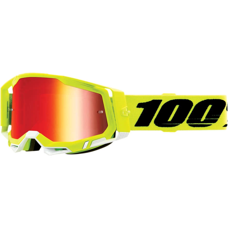 Occhiali Moto Cross Enduro 100% RACECRAFT 2 Yellow Lente A Specchio Rossa 4 Occhiali Moto Cross Enduro 100% RACECRAFT 2 Yellow Lente A Specchio Rossa - immagine 2