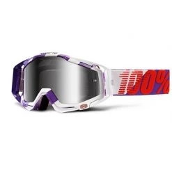 Occhiali Moto Cross Enduro 100% RACECRAFT Purple Main Lente Mirror Silver Più Lente Chiara
