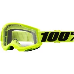 Occhiali Moto Cross Enduro 100% STRATA 2 Fluo Yellow Lente Trasparente