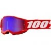 Occhiali Moto Cross Enduro Bambino 100% ACCURI 2 Jr Neon Red Lente Specchio Blu