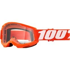 Occhiali Moto Cross Enduro Bambino 100% STRATA 2 Jr Orange Lente Trasparente